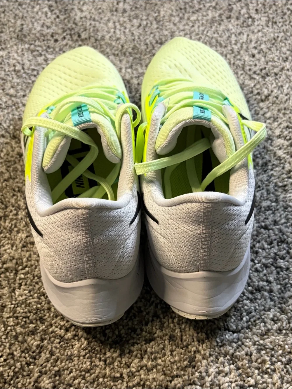 Nike Neon Yellow and Teal Pegasus Running Shoes